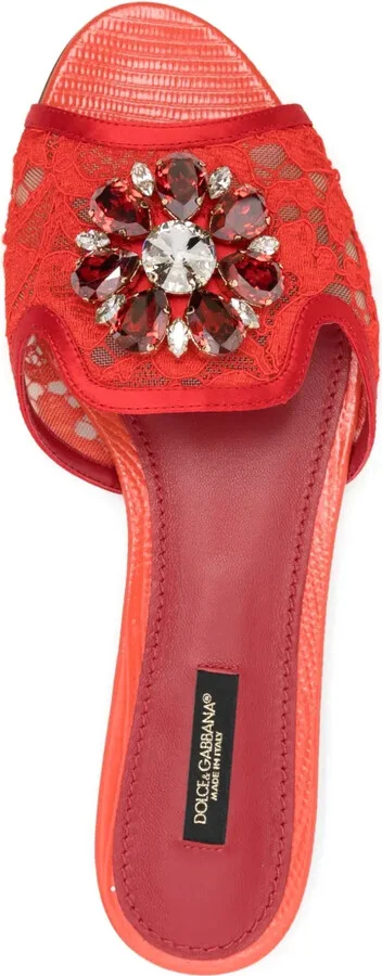 Brooch-Detail Lace Slides - Image 4