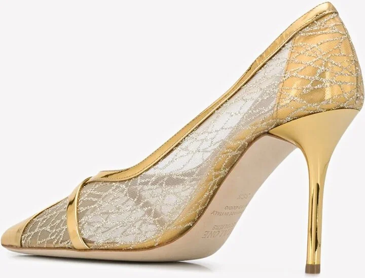 Brook 85 Glitter Mesh and Leather Pumps - Image 2