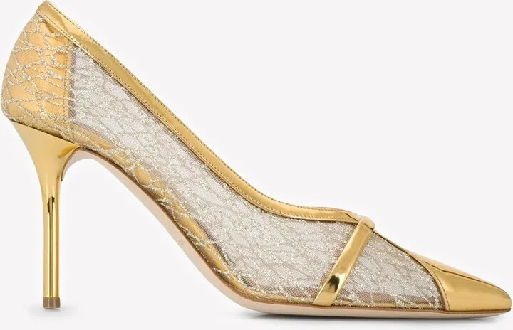 Brook 85 Glitter Mesh and Leather Pumps
