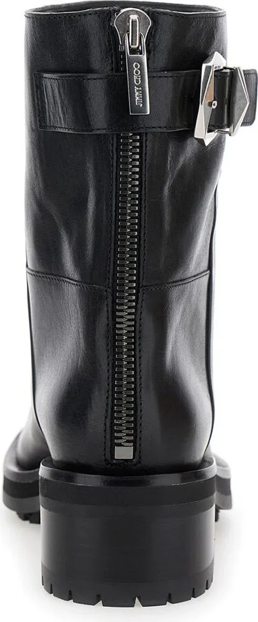 'Brooklyn' Black Ankle Boots With Buckle In Smooth Leather Woman - Image 4