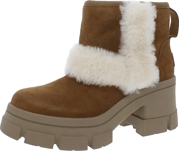 Brooklyn Sunburst Womens Suede Block Heel Ankle Boots