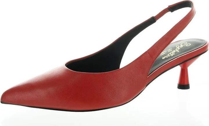 Brooklyn Womens Stretch Leather Kitten Heels