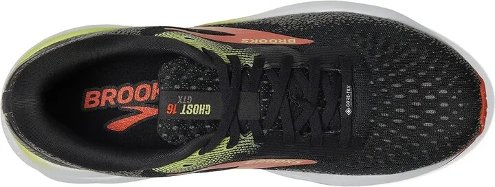 Brooks Ghost 16 GTX Men's Running Shoes Black/Mandarin Red/Green : 10 D - Medium, Synthetic - Image 2