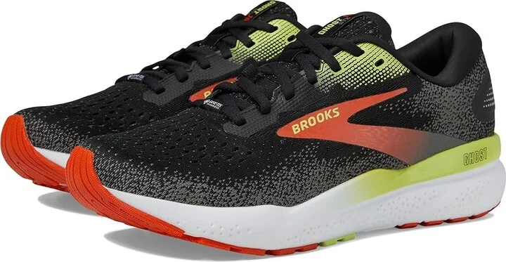 Brooks Ghost 16 GTX Men's Running Shoes Black/Mandarin Red/Green : 10 D - Medium, Synthetic