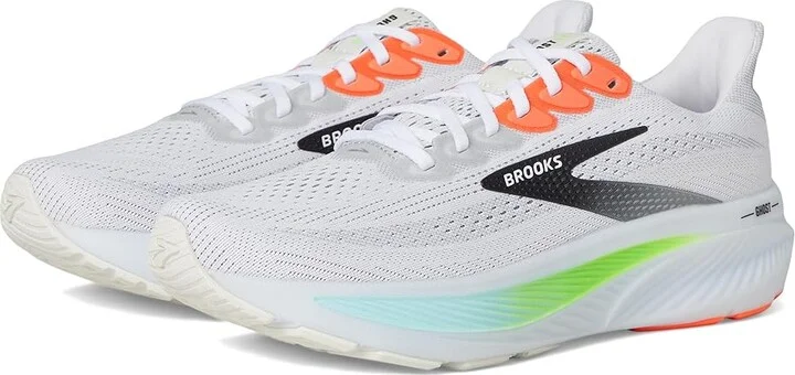 Brooks Ghost 17 Men's Running Shoes White/Pink Clay/Gecko : 9 D - Medium, Synthetic
