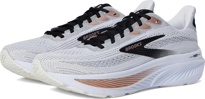 Brooks Ghost 17 Women's Running Shoes White/Black/Rose Gold : 8.5 B - Medium, Textile