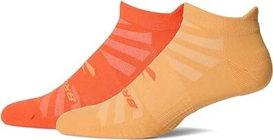 Brooks Ghost Lite No Show 2 Pack No Show Socks Shoes Chamois/Shocking Orange : LG (US Men's Shoe 9-11.5 - Women's Shoe 10-12.5)