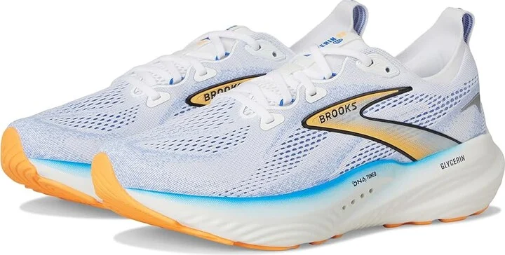 Brooks Glycerin 22 Men's Running Shoes White/Cobalt/Orange : 8 D - Medium, Rubber