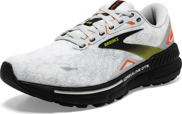 Brooks Men’s Adrenaline GTS 23 Supportive Running Shoe - Oyster/Black/Red Orange - 12 Medium