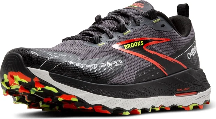 Brooks Men’s Cascadia 18 GTX Waterproof Mountain Trail Running Shoe - Blackened Pearl/Black/Tomato - 9 Medium
