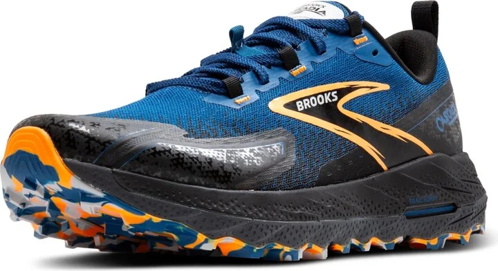 Brooks Men’s Cascadia 18 Mountain Trail Running Shoe - Blue Sapphire/Black/Orange - 9.5 Medium