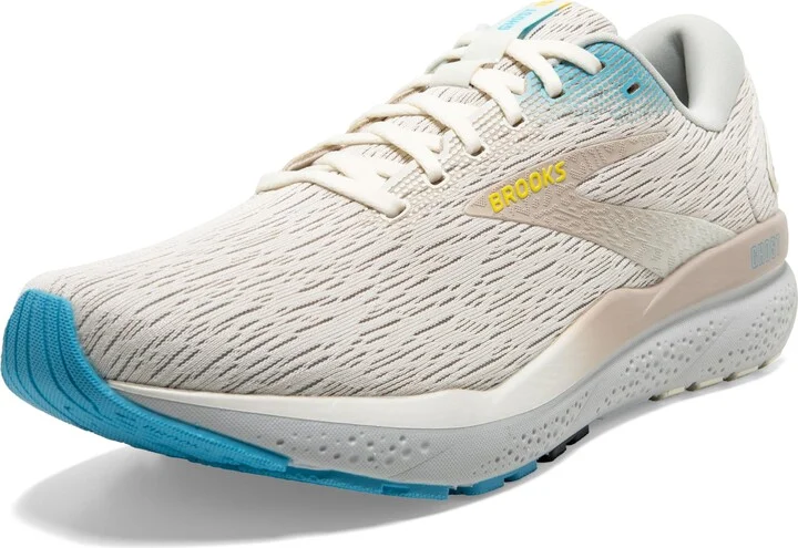 Brooks Men’s Ghost 16 Neutral Running Shoe - Coconut/Blue/Yellow - 10 Medium