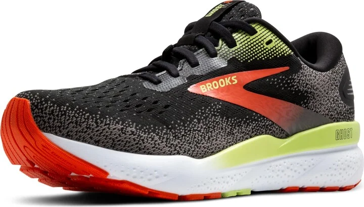 Brooks Men's Ghost 16 GTX Waterproof Neutral Running Shoe - Black/Mandarin Red/Green - 11.5 Medium