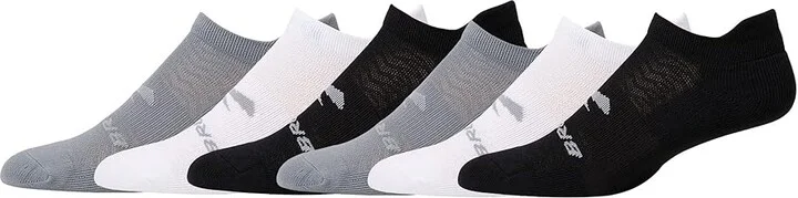 Brooks Run-In No Show Socks 6-Pack No Show Socks Shoes Asphalt/White/Black : SM (US Women's Shoe 4-6.5), Mesh/Nylon/Polyester