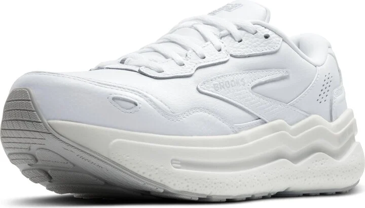 Brooks Women’s Ghost Max Suede/Leather Neutral Running & Walking Shoe - White/White - 10.5 Wide