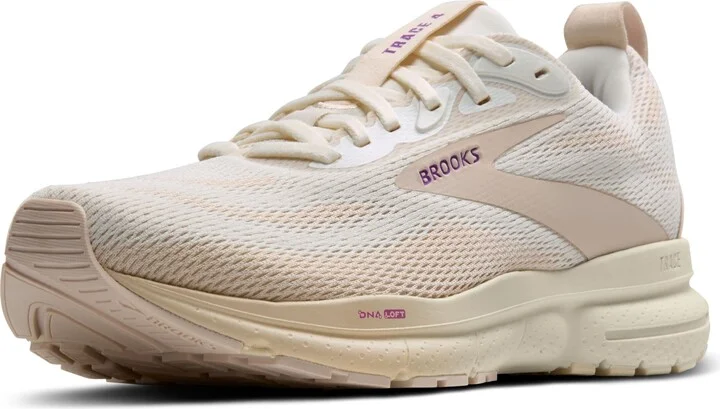 Brooks Women’s Trace 4 Neutral Running Shoe - Coconut Milk/Almond/Purple - 8.5 Medium