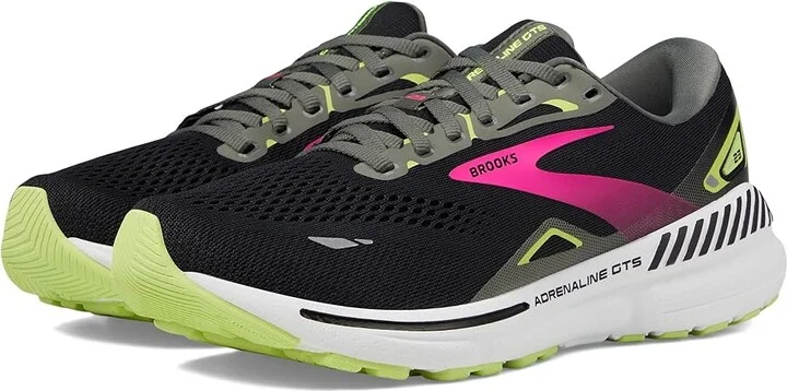 Brooks Women's Adrenaline GTS 23 Women's Shoes Black/Gunmetal/Sharp Green : 7 2A - Narrow, Synthetic
