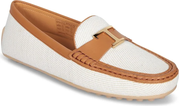 Brown And White Fabric And Leather Loafer - Image 2