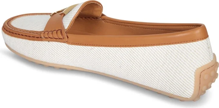 Brown And White Fabric And Leather Loafer - Image 3