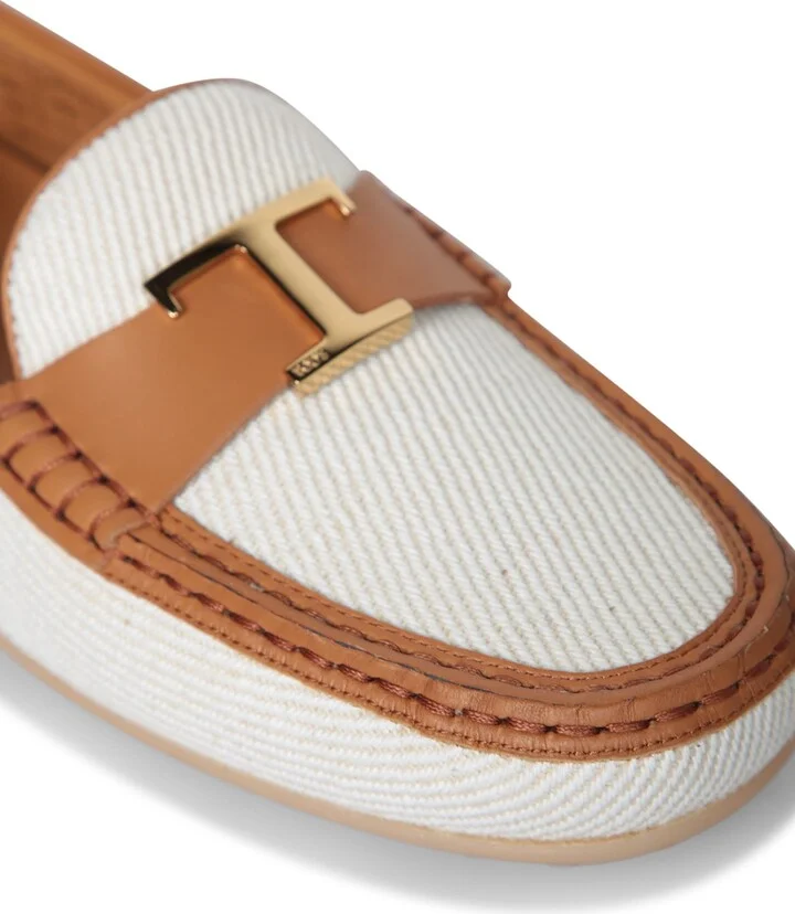 Brown And White Fabric And Leather Loafer - Image 4
