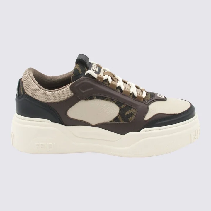 Brown And White Force Sneakers