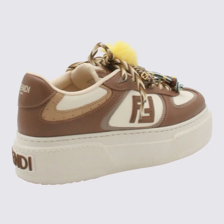 Brown And White Leather Match Sneakers - Image 3