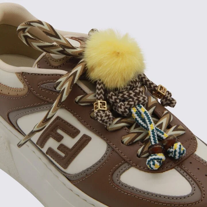 Brown And White Leather Match Sneakers - Image 4