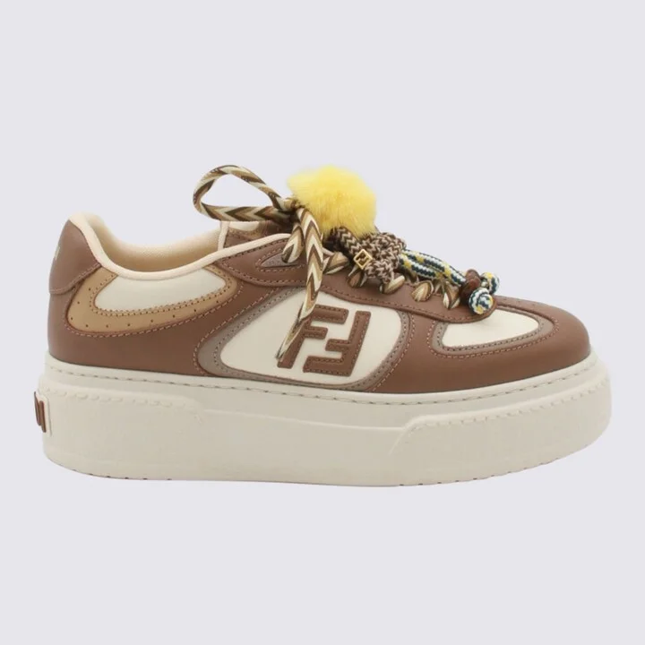 Brown And White Leather Match Sneakers