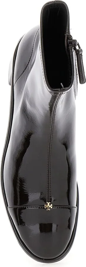 Brown Ankle Boots With Logo Plate In Patent Leather Woman - Image 4