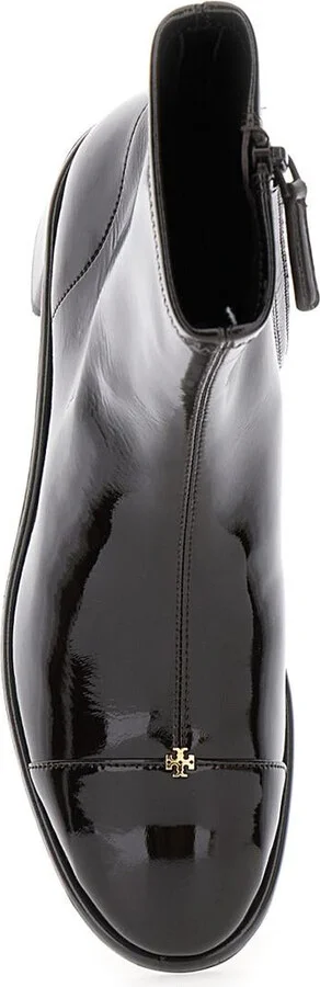 Brown Ankle Boots With Logo Plate In Patent Leather Woman - Image 4