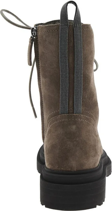 Brown Ankle Boots With Monil Detail On The Rear And Side Zip Closure In Leather Woman - Image 4