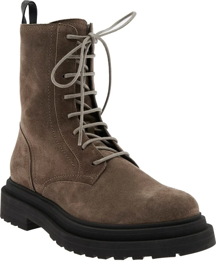 Brown Ankle Boots With Monil Detail On The Rear And Side Zip Closure In Leather Woman - Image 2