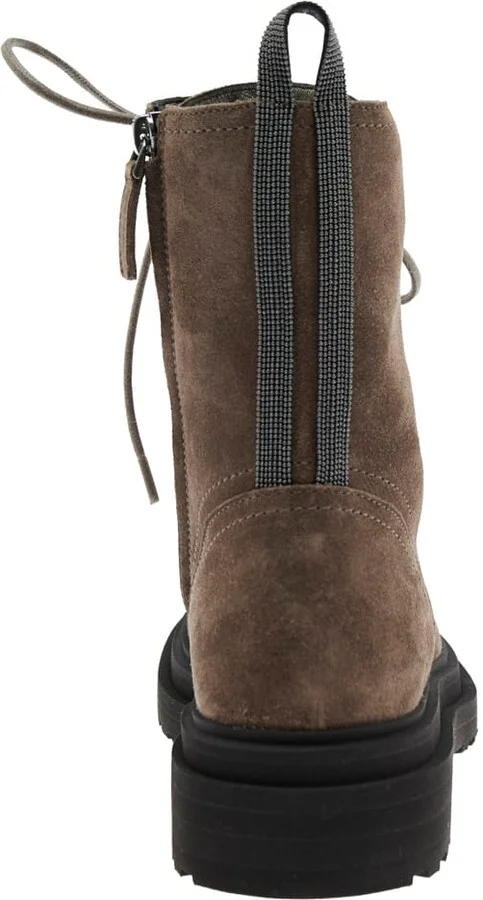 Brown Ankle Boots With Monil Detail On The Rear And Side Zip Closure In Leather Woman - Image 4
