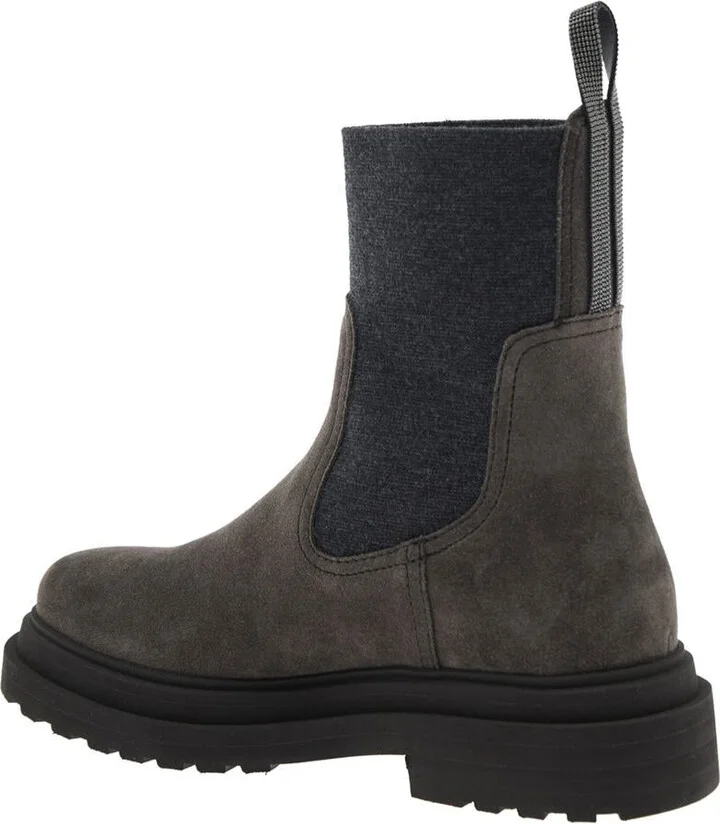 Brown Ankle Boots With Pull-Tab With Monil At The Heel In Suede Woman - Image 3