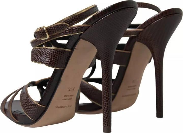 Brown Ankle Strap Stiletto Heels Sandals Women's Shoes (Pre-Owned) - Image 5