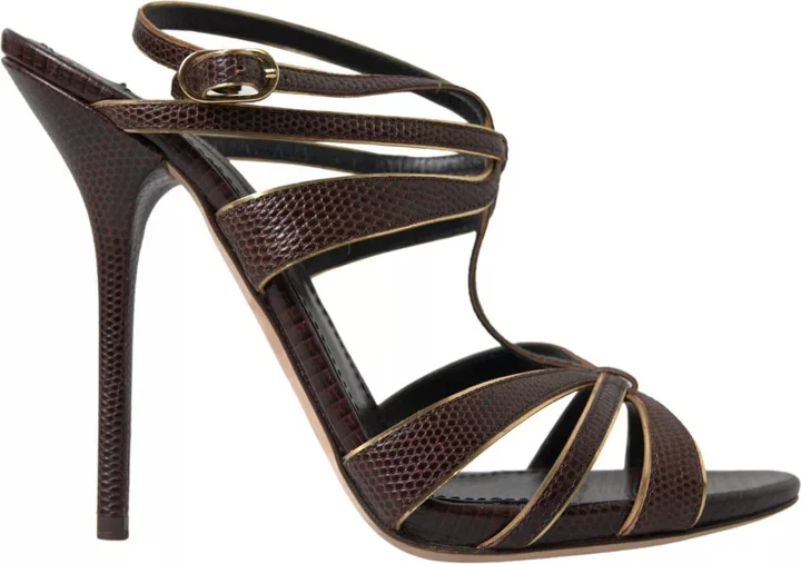Brown Ankle Strap Stiletto Heels Sandals Women's Shoes (Pre-Owned)