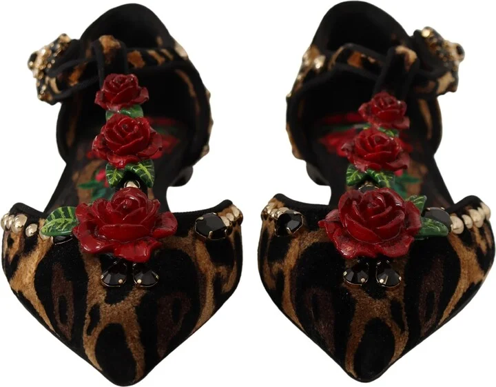Brown Ballerina Embellished Leopard Print Women's Shoes - Image 2