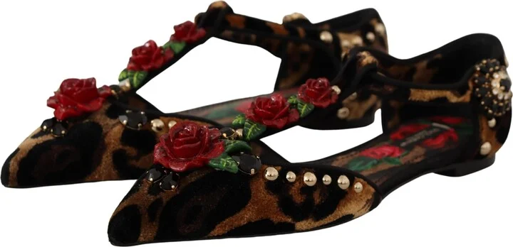 Brown Ballerina Embellished Leopard Print Women's Shoes - Image 3