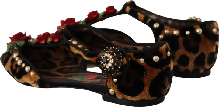 Brown Ballerina Embellished Leopard Print Women's Shoes - Image 4