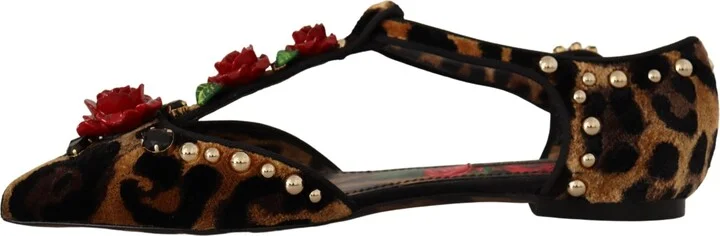 Brown Ballerina Embellished Leopard Print Women's Shoes - Image 5