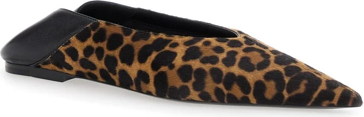 Brown Ballerinas With Leopard Motif And Foldable Buttress In Fabric Woman - Image 2