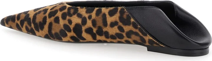 Brown Ballerinas With Leopard Motif And Foldable Buttress In Fabric Woman - Image 3