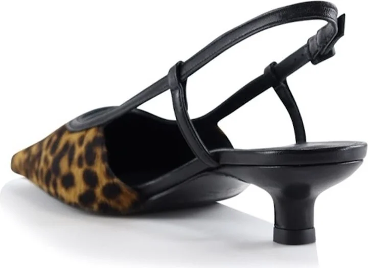 Brown / Black Elena Slingback Stilettos, Leopard - Image 2