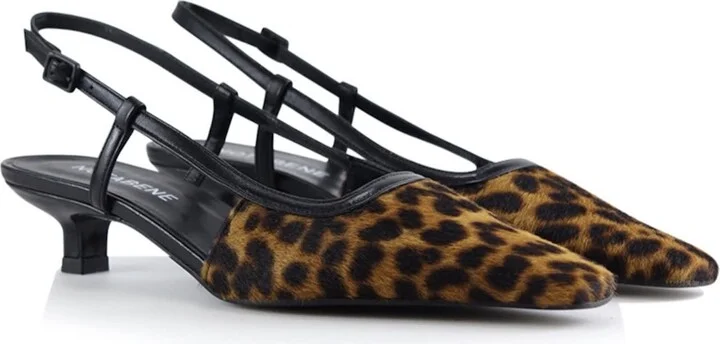 Brown / Black Elena Slingback Stilettos, Leopard - Image 3