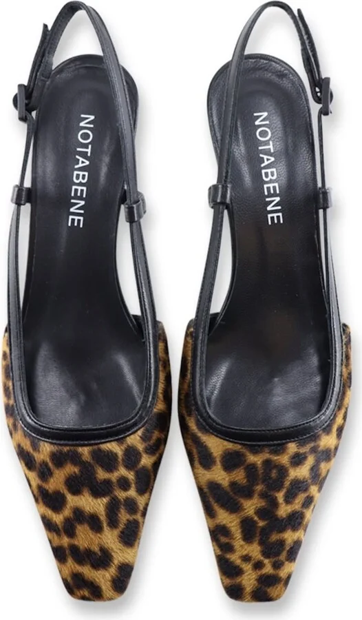 Brown / Black Elena Slingback Stilettos, Leopard - Image 4