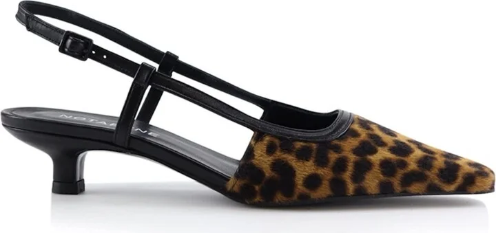 Brown / Black Elena Slingback Stilettos, Leopard