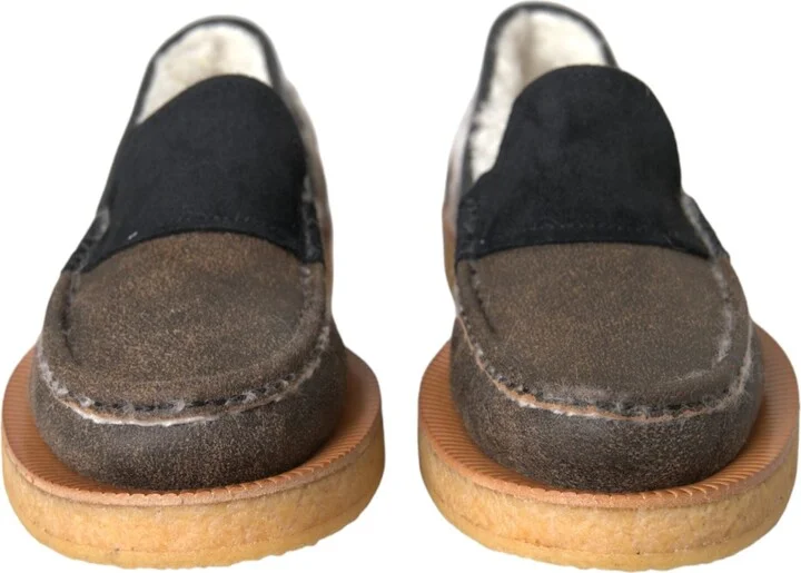 Brown Black Fur Leather Loafers Men Men's Shoes - Image 2