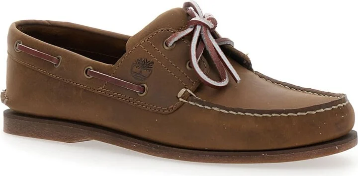 Brown Boat Loafers With Lace-up Detail In Leather Man - Image 2