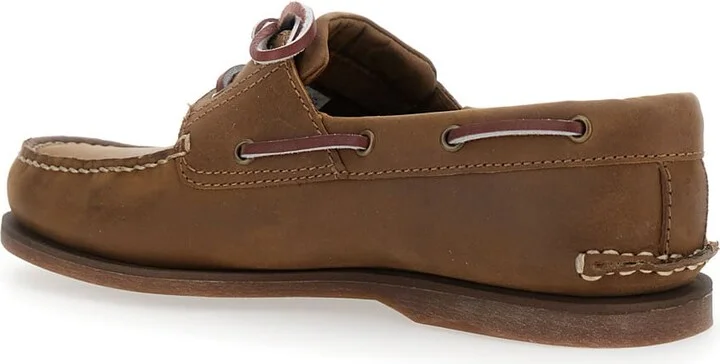 Brown Boat Loafers With Lace-up Detail In Leather Man - Image 3