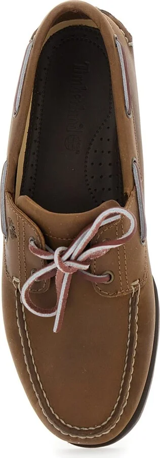 Brown Boat Loafers With Lace-up Detail In Leather Man - Image 4